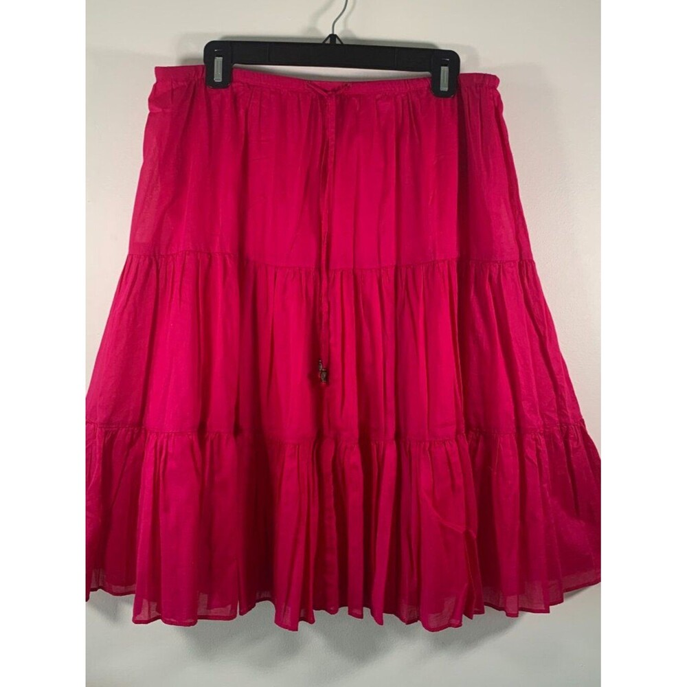Lauren Ralph Lauren Tiered Pull-On Broom Skirt Size M Fuchsia